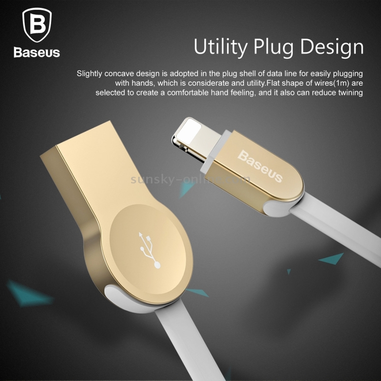 Baseus 1m 2A Keyble Flat Style 8 Pin to USB 2.0 Zinc Alloy + TPE Data Sync Charging Cable Baseus 1m 2A Keyble Flat Style 8 Pin to USB 2.0 Zinc Alloy + TPE Data Sync Charging Cable