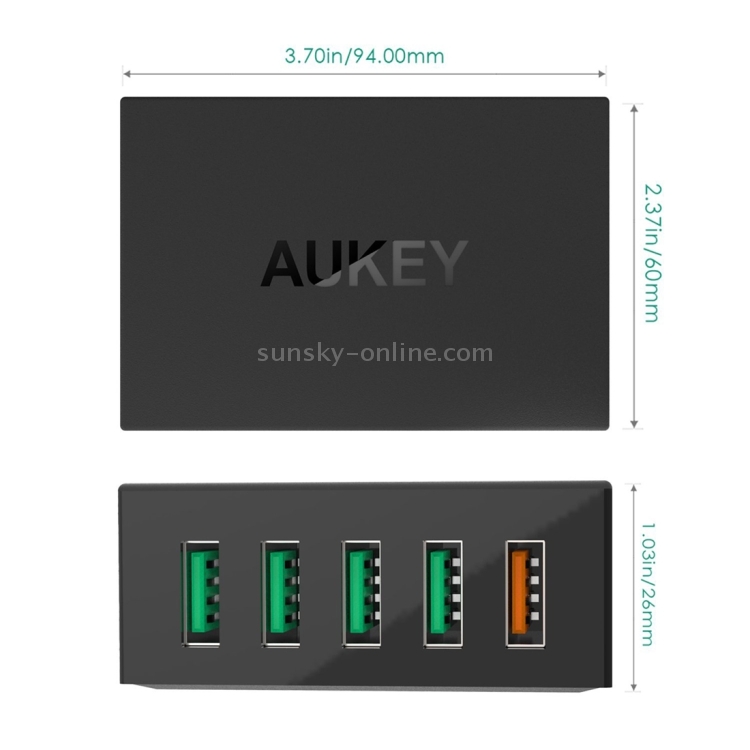 AUKEY PA-T1 5 Ports Quick Charge 2.0 Desktop USB Charger, EU/US Plug AUKEY PA-T1 5 Ports Quick Charge 2.0 Desktop USB Charger, EU/US Plug