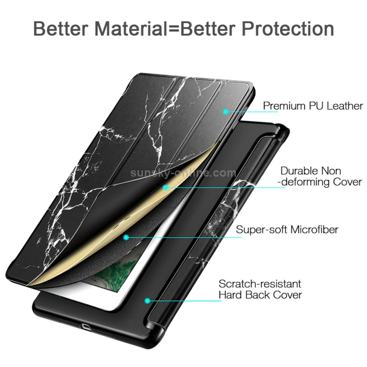 ESR Marble Series Three-folding Magnetic Leather Case for iPad 9.7 (2018) / (2017), with Sleep / Wake-up Function(Black) ESR Marble Series Three-folding Magnetic Leather Case for iPad 9.7 (2018) / (2017), with Sleep / Wake-up Function(Black)