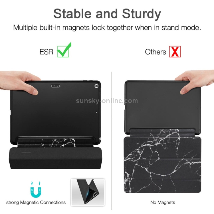 ESR Marble Series Three-folding Magnetic Leather Case for iPad 9.7 (2018) / (2017), with Sleep / Wake-up Function(Black) ESR Marble Series Three-folding Magnetic Leather Case for iPad 9.7 (2018) / (2017), with Sleep / Wake-up Function(Black)