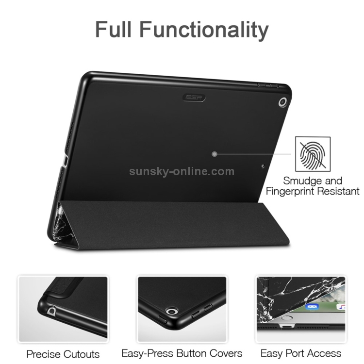 ESR Marble Series Three-folding Magnetic Leather Case for iPad 9.7 (2018) / (2017), with Sleep / Wake-up Function(Black) ESR Marble Series Three-folding Magnetic Leather Case for iPad 9.7 (2018) / (2017), with Sleep / Wake-up Function(Black)