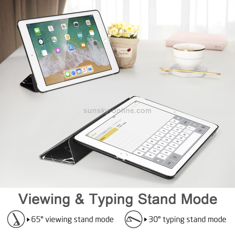 ESR Marble Series Three-folding Magnetic Leather Case for iPad 9.7 (2018) / (2017), with Sleep / Wake-up Function(Black) ESR Marble Series Three-folding Magnetic Leather Case for iPad 9.7 (2018) / (2017), with Sleep / Wake-up Function(Black)