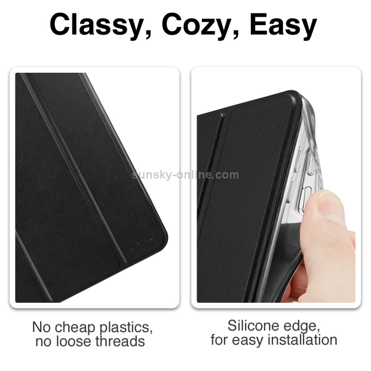 ESR Yippee Color Plus Series Soft Edge Three-folding Magnetic Leather Case for iPad 9.7 (2018) / (2017), with Sleep / Wake-up Function(Black) ESR Yippee Color Plus Series Soft Edge Three-folding Magnetic Leather Case for iPad 9.7 (2018) / (2017), with Sleep / Wake-up Function(Black)