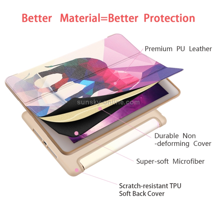 Elephant Pattern Horizontal Flip PU Leather Case for iPad 9.7 (2018) & (2017) / Air 2 / Air, with Three-folding Holder & Honeycomb TPU Cover Elephant Pattern Horizontal Flip PU Leather Case for iPad 9.7 (2018) & (2017) / Air 2 / Air, with Three-folding Holder & Honeycomb TPU Cover