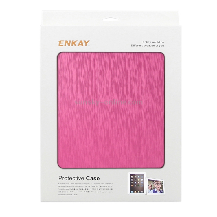 ENKAY for iPad 2017 Toothpick Texture+Plastic Bottom Case Horizontal Flip Leather Case with Holder & Sleep / Wake-up Function(Magenta) ENKAY for iPad 2017 Toothpick Texture+Plastic Bottom Case Horizontal Flip Leather Case with Holder & Sleep / Wake-up Function(Magenta)