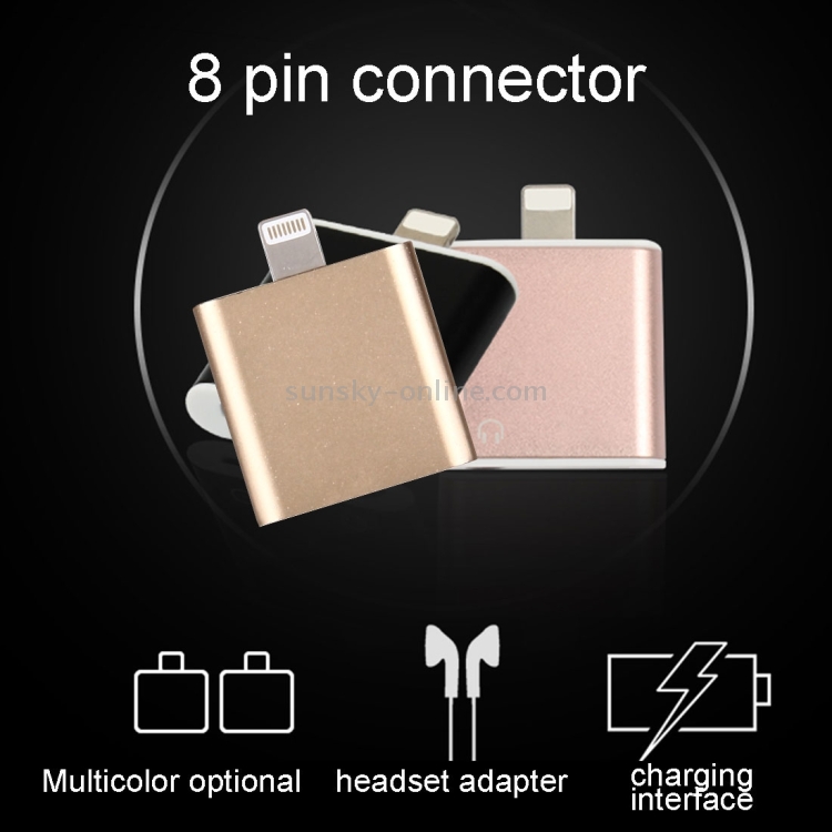 Aluminum Shell 8 Pin to 3.5mm Jack Audio & 8 Pin Charger Adapter Aluminum Shell 8 Pin to 3.5mm Jack Audio & 8 Pin Charger Adapter