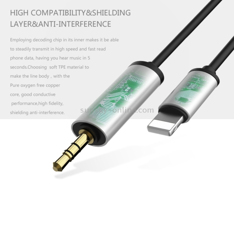 Baseus for iPhone 7 & 7 Plus Enjoy Series 2m 8 Pin Male to 3.5mm Male Audio Cable, Not Support iOS 10.3.1 or Above Mobile Phones(Silver) Baseus for iPhone 7 & 7 Plus Enjoy Series 2m 8 Pin Male to 3.5mm Male Audio Cable, Not Support iOS 10.3.1 or Above Mobile Phones(Silver)