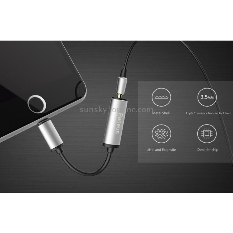Baseus for iPhone 7 & 7 Plus Aluminium Alloy Material 8 Pin Male to 3.5mm Female Audio Adapter Cable, Not Support iOS 10.3.1 or Above Mobile Phones(Silver) Baseus for iPhone 7 & 7 Plus Aluminium Alloy Material 8 Pin Male to 3.5mm Female Audio Adapter Cable, Not Support iOS 10.3.1 or Above Mobile Phones(Silver)