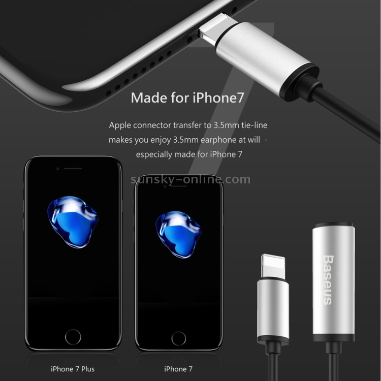 Baseus for iPhone 7 & 7 Plus Aluminium Alloy Material 8 Pin Male to 3.5mm Female Audio Adapter Cable, Not Support iOS 10.3.1 or Above Mobile Phones(Silver) Baseus for iPhone 7 & 7 Plus Aluminium Alloy Material 8 Pin Male to 3.5mm Female Audio Adapter Cable, Not Support iOS 10.3.1 or Above Mobile Phones(Silver)