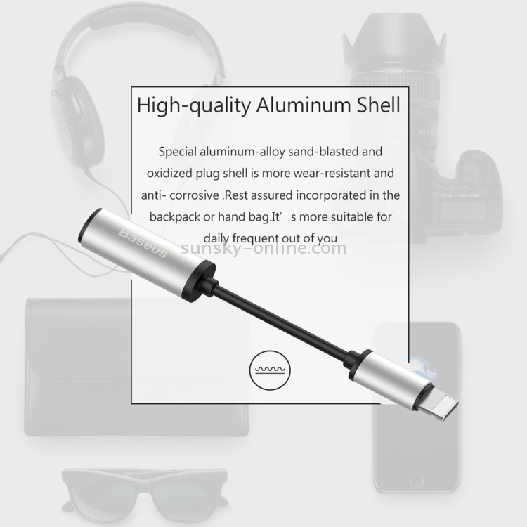 Baseus for iPhone 7 & 7 Plus Aluminium Alloy Material 8 Pin Male to 3.5mm Female Audio Adapter Cable, Not Support iOS 10.3.1 or Above Mobile Phones(Silver) Baseus for iPhone 7 & 7 Plus Aluminium Alloy Material 8 Pin Male to 3.5mm Female Audio Adapter Cable, Not Support iOS 10.3.1 or Above Mobile Phones(Silver)