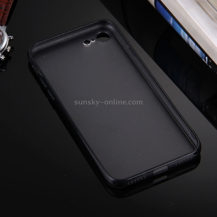 For iPhone 8 & 7 TPU + PC Transparent Protective Case(Black)