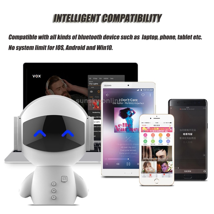 M10 Multi-function Mini Robot USB Charging Wireless Bluetooth Speaker Power Bank (White) M10 Multi-function Mini Robot USB Charging Wireless Bluetooth Speaker Power Bank (White)