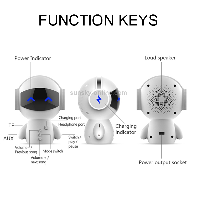 M10 Multi-function Mini Robot USB Charging Wireless Bluetooth Speaker Power Bank (White) M10 Multi-function Mini Robot USB Charging Wireless Bluetooth Speaker Power Bank (White)