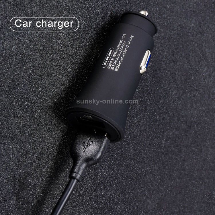 WK WP-C13 2.4A Warpath Dual USB Car Charger with USB to 8 Pin / Micro USB / Type-C Data Cable (White) WK WP-C13 2.4A Warpath Dual USB Car Charger with USB to 8 Pin / Micro USB / Type-C Data Cable (White)