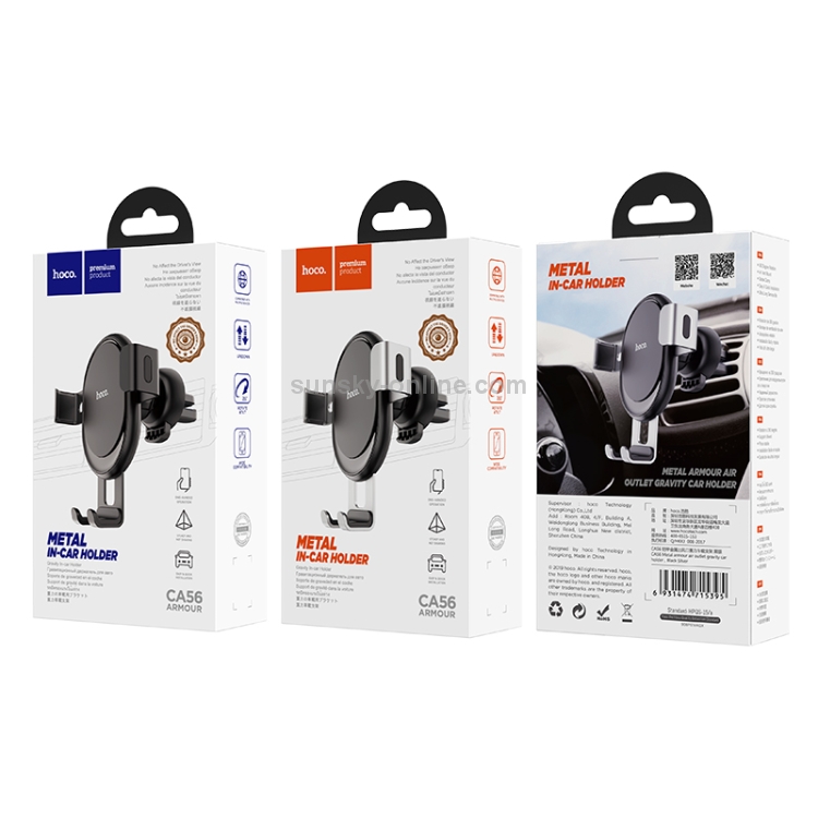 Hoco CA56 Metal Armour Air Outlet Gravity Car Holder (Black) Hoco CA56 Metal Armour Air Outlet Gravity Car Holder (Black)