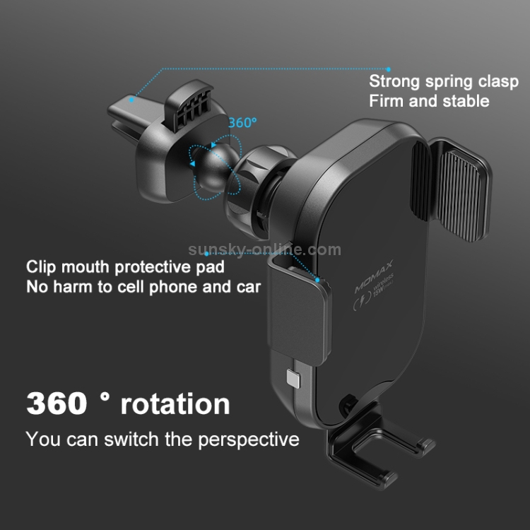 MOMAX CM16 15W Smart Gravity Sensor Wireless Charging Rotatable Car Bracket with QC 3.0 Dual USB Port Car Charger MOMAX CM16 15W Smart Gravity Sensor Wireless Charging Rotatable Car Bracket with QC 3.0 Dual USB Port Car Charger