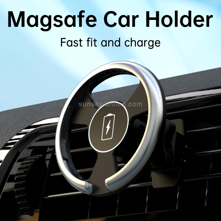 R-JUST CZ01 MagSafe Wireless Charging Car Holder (Silver) R-JUST CZ01 MagSafe Wireless Charging Car Holder (Silver)