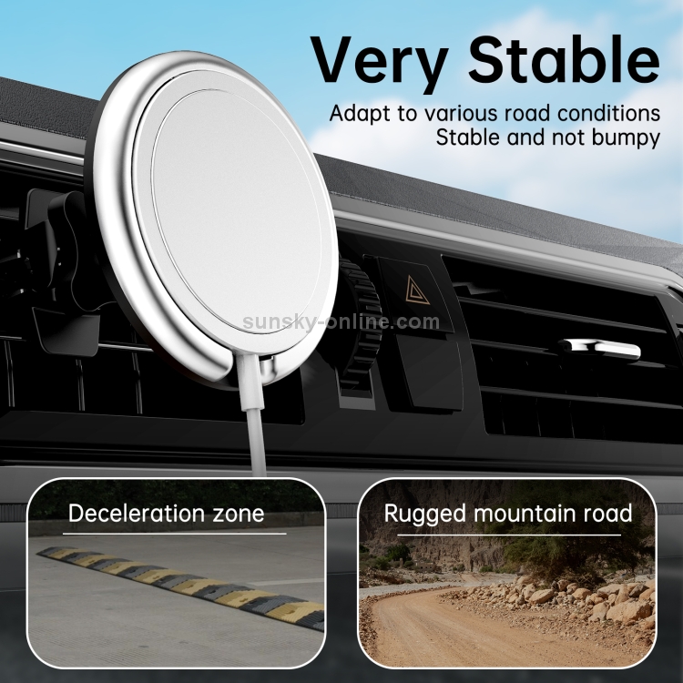 R-JUST CZ01 MagSafe Wireless Charging Car Holder (Silver) R-JUST CZ01 MagSafe Wireless Charging Car Holder (Silver)
