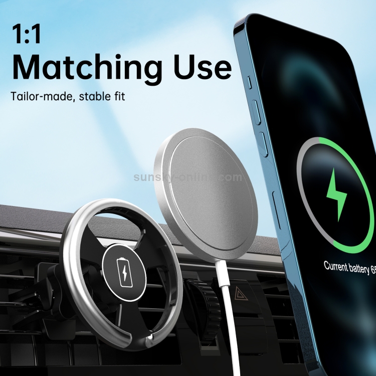 R-JUST CZ01 MagSafe Wireless Charging Car Holder (Silver) R-JUST CZ01 MagSafe Wireless Charging Car Holder (Silver)