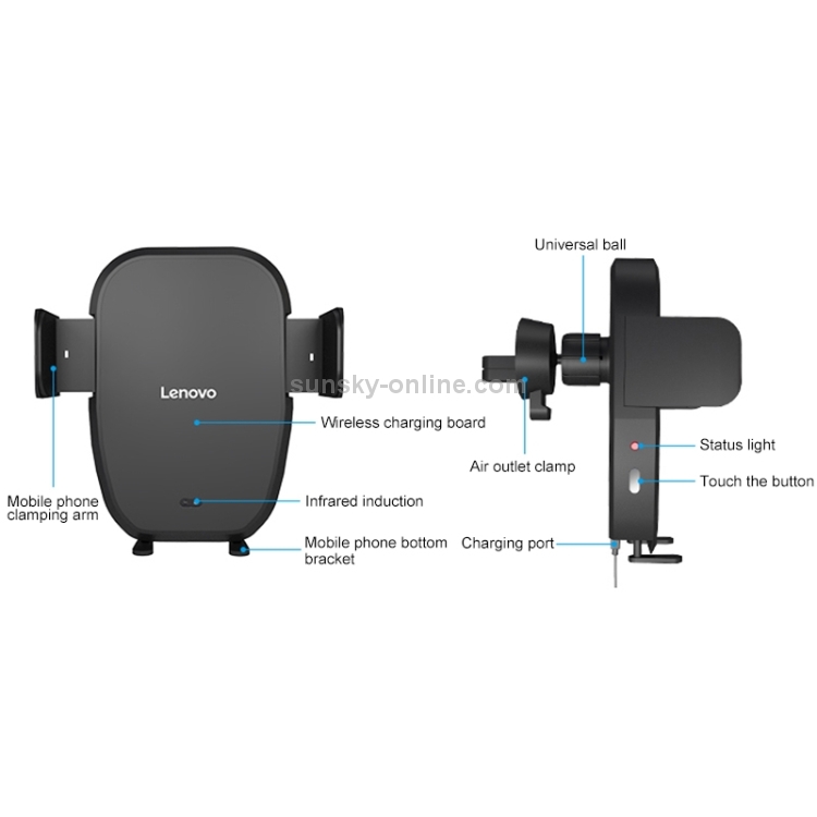 Original Lenovo HC25 Car Mobile Phone Wireless Charger Holder (Black) Original Lenovo HC25 Car Mobile Phone Wireless Charger Holder (Black)