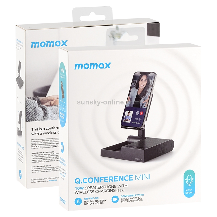 MOMAX BS2D Multi-function Mini Wireless Charger Conference Speaker MOMAX BS2D Multi-function Mini Wireless Charger Conference Speaker