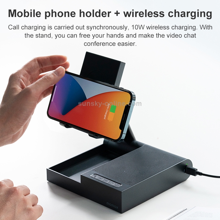 MOMAX BS2D Multi-function Mini Wireless Charger Conference Speaker MOMAX BS2D Multi-function Mini Wireless Charger Conference Speaker