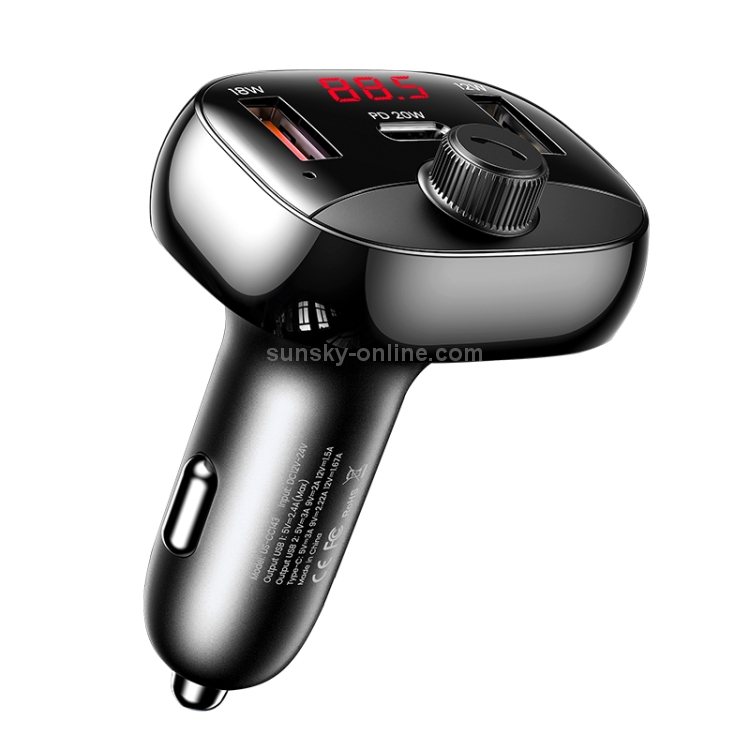 USAMS CC143 C25 50W Dual USB + Type-C 3 Ports Digital Display Wireless FM Car Charger (Black) USAMS CC143 C25 50W Dual USB + Type-C 3 Ports Digital Display Wireless FM Car Charger (Black)