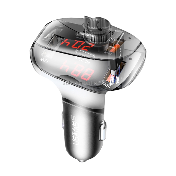 USAMS CC143 C25 50W Dual USB + Type-C 3 Ports Digital Display Wireless FM Car Charger (Black) USAMS CC143 C25 50W Dual USB + Type-C 3 Ports Digital Display Wireless FM Car Charger (Black)