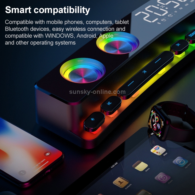 SOAIY SH39 Edición mejorada Botón mecánico + Mirada de espejo + alarma de reloj + altavoz Big Desktop Home Gaming Bluetooth altavoz (negro) - B4
