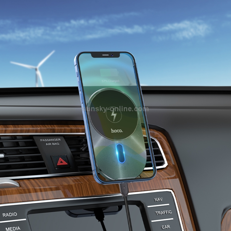 hoco CA91 Car Magnetic Wireless Fast Charging Holder (Grey) hoco CA91 Car Magnetic Wireless Fast Charging Holder (Grey)