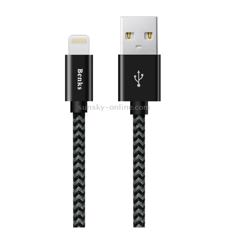 Benks Amber Nylon Braided 1.2m 2A 8 Pin to USB Metal Data Sync Charging Cable Benks Amber Nylon Braided 1.2m 2A 8 Pin to USB Metal Data Sync Charging Cable