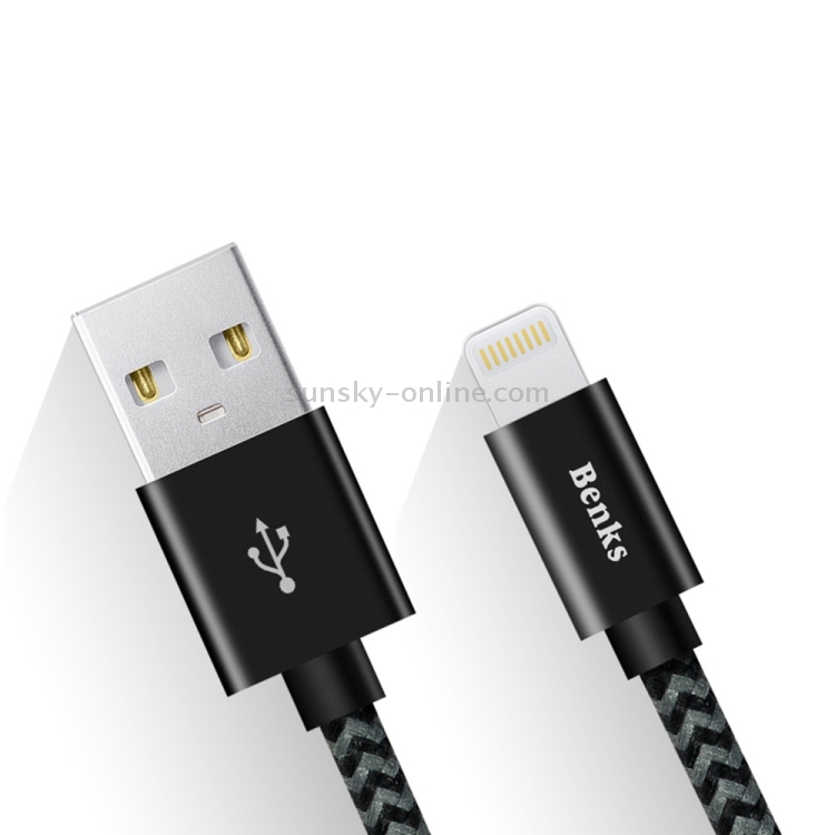 Benks Amber Nylon Braided 1.2m 2A 8 Pin to USB Metal Data Sync Charging Cable Benks Amber Nylon Braided 1.2m 2A 8 Pin to USB Metal Data Sync Charging Cable