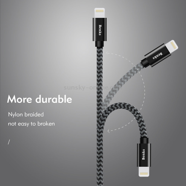 Benks Amber Nylon Braided 1.2m 2A 8 Pin to USB Metal Data Sync Charging Cable Benks Amber Nylon Braided 1.2m 2A 8 Pin to USB Metal Data Sync Charging Cable