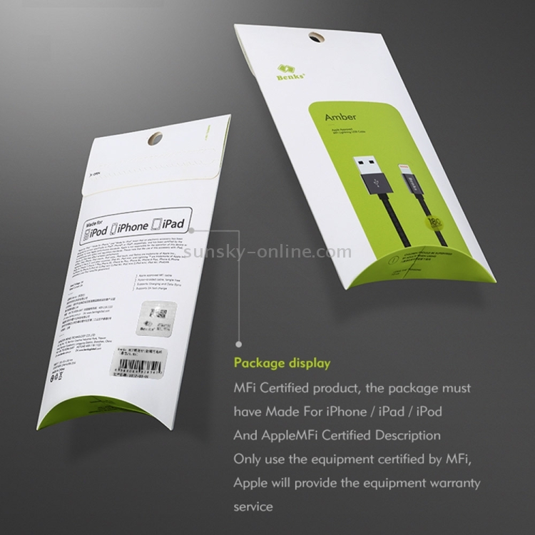 Benks Amber Nylon Braided 1.2m 2A 8 Pin to USB Metal Data Sync Charging Cable Benks Amber Nylon Braided 1.2m 2A 8 Pin to USB Metal Data Sync Charging Cable