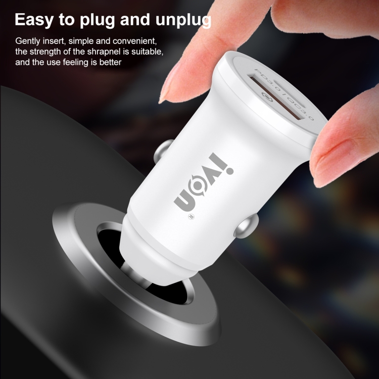 IVON CC45 20W PD 3.0 USB-C / Type-C + QC 3.0 USB Port Mini Car Charger IVON CC45 20W PD 3.0 USB-C / Type-C + QC 3.0 USB Port Mini Car Charger