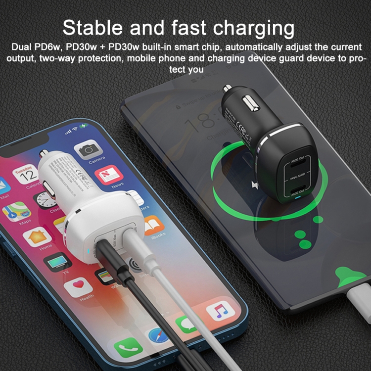 ACC-580 Dual Ports PD 60W Fast Charging Car Charger(White) ACC-580 Dual Ports PD 60W Fast Charging Car Charger(White)