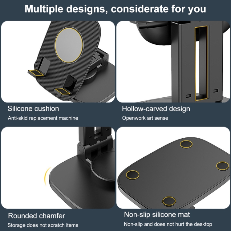 FD5 B028 Foldable Rotating Desktop Phone Tablet Holder (Black) FD5 B028 Foldable Rotating Desktop Phone Tablet Holder (Black)