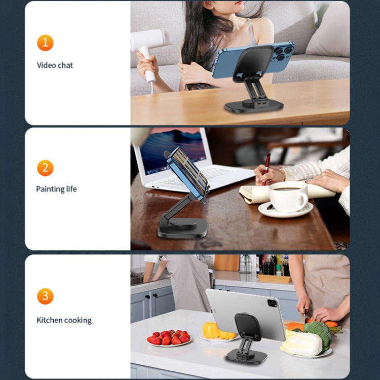 FD5 B028 Foldable Rotating Desktop Phone Tablet Holder (Black) FD5 B028 Foldable Rotating Desktop Phone Tablet Holder (Black)