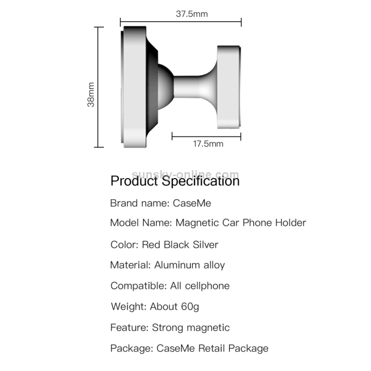 CaseMe Universal Stand Paste Type 360 Degree Rotation Magnetic Car Mount Phone Holder CaseMe Universal Stand Paste Type 360 Degree Rotation Magnetic Car Mount Phone Holder