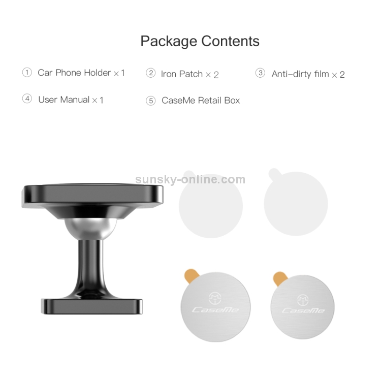 CaseMe Universal Stand Paste Type 360 Degree Rotation Magnetic Car Mount Phone Holder CaseMe Universal Stand Paste Type 360 Degree Rotation Magnetic Car Mount Phone Holder