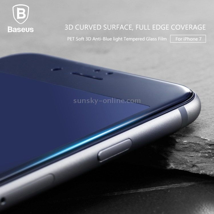 Baseus for iPhone 8 & 7 0.23mm 9H Surface Hardness PET Soft 3D Curverd Arc Explosion-proof Anti Blue-ray Silk-screen Tempered Glass Full Coverage Screen Film(Black) Baseus for iPhone 8 & 7 0.23mm 9H Surface Hardness PET Soft 3D Curverd Arc Explosion-proof Anti Blue-ray Silk-screen Tempered Glass Full Coverage Screen Film(Black)