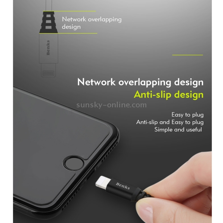 Benks Aluminium + Nylon 1.8m 2A 8 Pin to USB Unbreakable Reflective Data Sync Charging Cable Benks Aluminium + Nylon 1.8m 2A 8 Pin to USB Unbreakable Reflective Data Sync Charging Cable