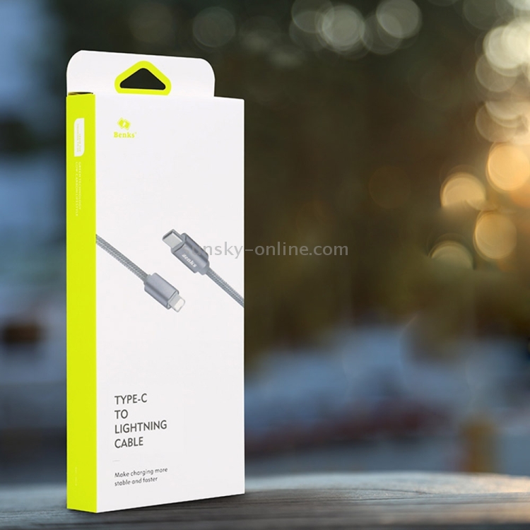 Benks D13 Nylon Braided 1m 2A 8 Pin to USB-C / Type-C Metal Data Sync Charging Cable Benks D13 Nylon Braided 1m 2A 8 Pin to USB-C / Type-C Metal Data Sync Charging Cable