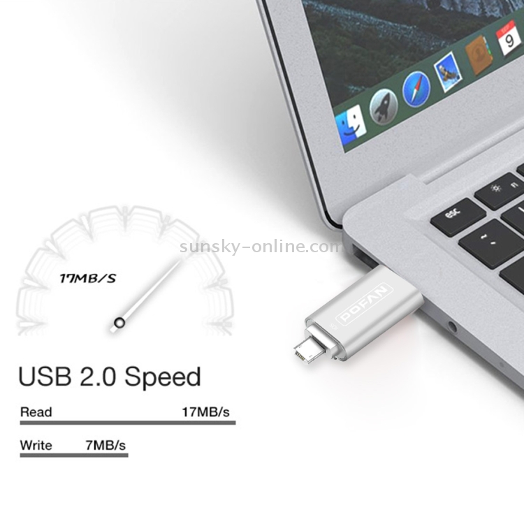 POFAN F02 32GB 8pin & Micro USB to USB 2.0 Mini Metal Flash Disk Drive with Cap & Fingerprint Identification POFAN F02 32GB 8pin & Micro USB to USB 2.0 Mini Metal Flash Disk Drive with Cap & Fingerprint Identification
