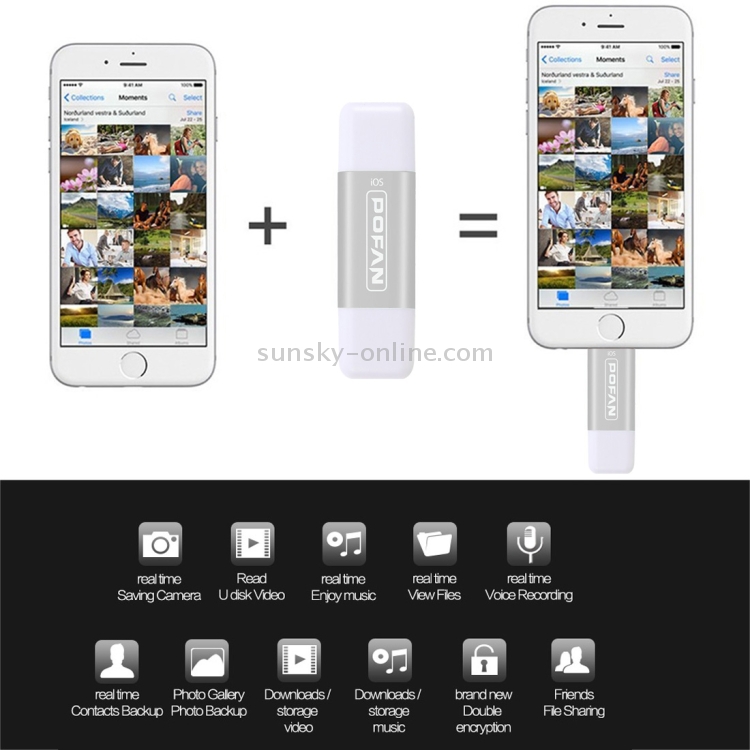 POFAN F02 128GB 8pin & Micro USB to USB 2.0 Mini Metal Flash Disk Drive with Cap & Fingerprint Identification POFAN F02 128GB 8pin & Micro USB to USB 2.0 Mini Metal Flash Disk Drive with Cap & Fingerprint Identification