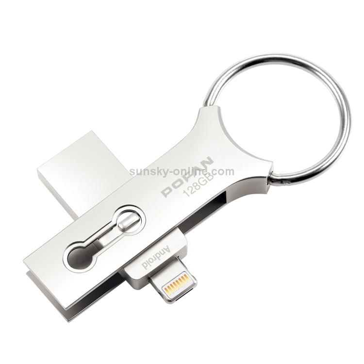 POFAN F03 128GB Life Waterproof 8 Pin & Micro USB to USB 2.0 Mini Metal Flash Disk Drive with Key Ring POFAN F03 128GB Life Waterproof 8 Pin & Micro USB to USB 2.0 Mini Metal Flash Disk Drive with Key Ring