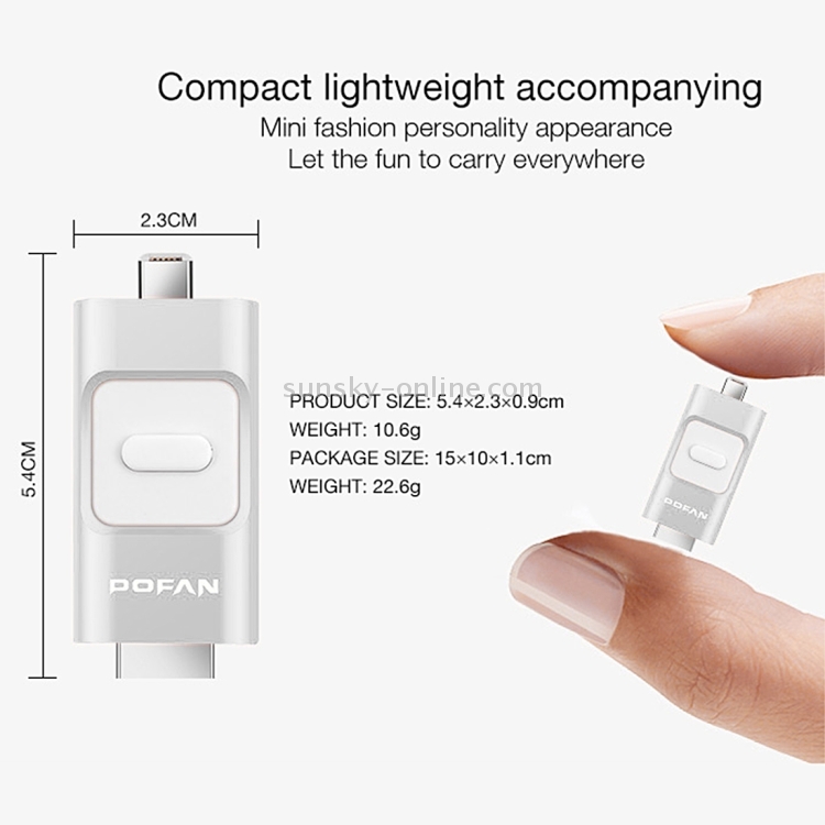 POFAN F01 16GB 8pin & Micro USB to USB 2.0 Mini Push-pull Metal Flash Disk Drive with Fingerprint Identification POFAN F01 16GB 8pin & Micro USB to USB 2.0 Mini Push-pull Metal Flash Disk Drive with Fingerprint Identification