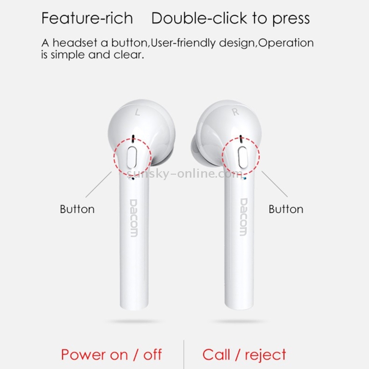 DACOM Guofen 7TWS Dual Ears Stereo Wireless Bluetooth 4.2 In-Ear Earphone Headset with Mic for iPhone / iPad / iPod / PC and Other Bluetooth Devices, 2 Devices Connection(White) DACOM Guofen 7TWS Dual Ears Stereo Wireless Bluetooth 4.2 In-Ear Earphone Headset with Mic for iPhone / iPad / iPod / PC and Other Bluetooth Devices, 2 Devices Connection(White)