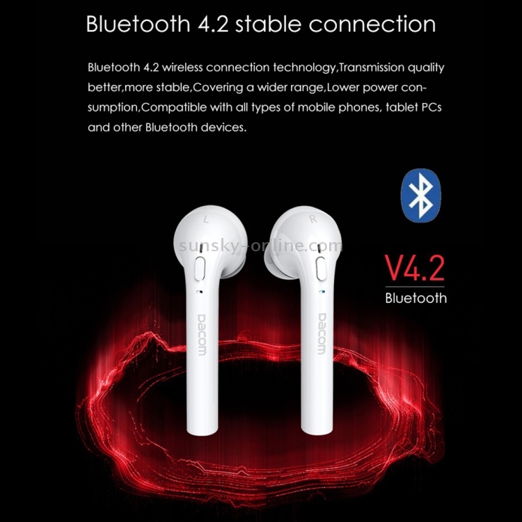 DACOM Guofen 7TWS Dual Ears Stereo Wireless Bluetooth 4.2 In-Ear Earphone Headset with Mic for iPhone / iPad / iPod / PC and Other Bluetooth Devices, 2 Devices Connection(White) DACOM Guofen 7TWS Dual Ears Stereo Wireless Bluetooth 4.2 In-Ear Earphone Headset with Mic for iPhone / iPad / iPod / PC and Other Bluetooth Devices, 2 Devices Connection(White)