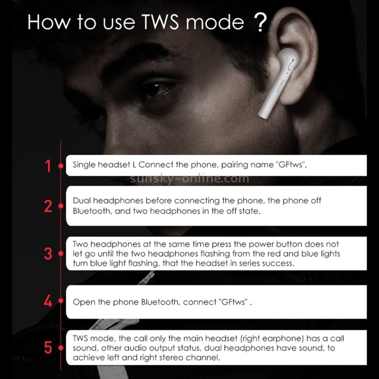 DACOM Guofen 7TWS Dual Ears Stereo Wireless Bluetooth 4.2 In-Ear Earphone Headset with Mic for iPhone / iPad / iPod / PC and Other Bluetooth Devices, 2 Devices Connection(White) DACOM Guofen 7TWS Dual Ears Stereo Wireless Bluetooth 4.2 In-Ear Earphone Headset with Mic for iPhone / iPad / iPod / PC and Other Bluetooth Devices, 2 Devices Connection(White)